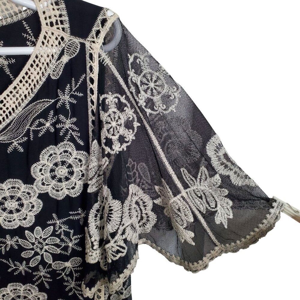 Kindred Womens Sz 2X Top Pullover Blouse Artsy Embroidered Lace Crochet Floral - Picture 7 of 8